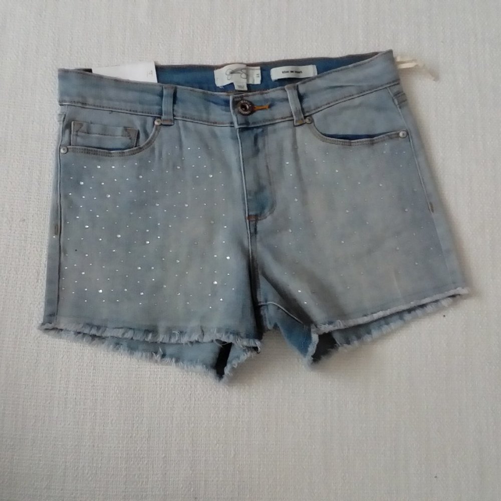 Jessica Simpson Kiss Me Rhinestone Studded Shorts - Picture 2 of 9